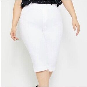 NEW Fashion Bug White Cropped Capri Pants Plus Size 22